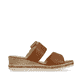 Braune remonte Damen Pantoletten D3068-24 mit einem Klettverschluss. Schuh Innenseite.