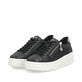 Baskets basses remonte noires pour femme D1C11-03 avec fermeture éclair. Chaussures inclinées sur le côté.