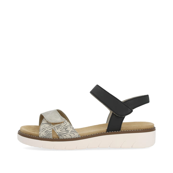 Beige remonte Riemchensandalen D2049-63 mit einem Klettverschluss. Schuh Außenseite.