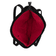 Sac bandoulière remonte Q0727-01 en noir avec un compartiment principal spacieux et fermeture éclair. Ouvert.