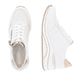 Weiße remonte Damen Sneaker Low D0T04-80 mit Reißverschluss sowie Extraweite H. Schuh von oben, liegend.