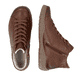 Braune remonte Damen Schnürstiefel D3T70-24 mit wasserabweisender TEX-Membran. Schuh von oben, liegend.
