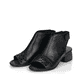 Schwarze remonte Riemchensandaletten R8772-00 mit einem Klettverschluss. Schuhpaar seitlich schräg.