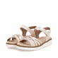 Rosafarbene vegane remonte Riemchensandalen D2058-31 mit einem Klettverschluss. Schuhpaar seitlich schräg.