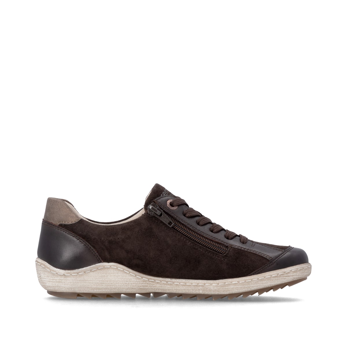 Dunkelbraun-bronzene remonte Damen Schnürschuhe R1443-25. Schuh Innenseite.