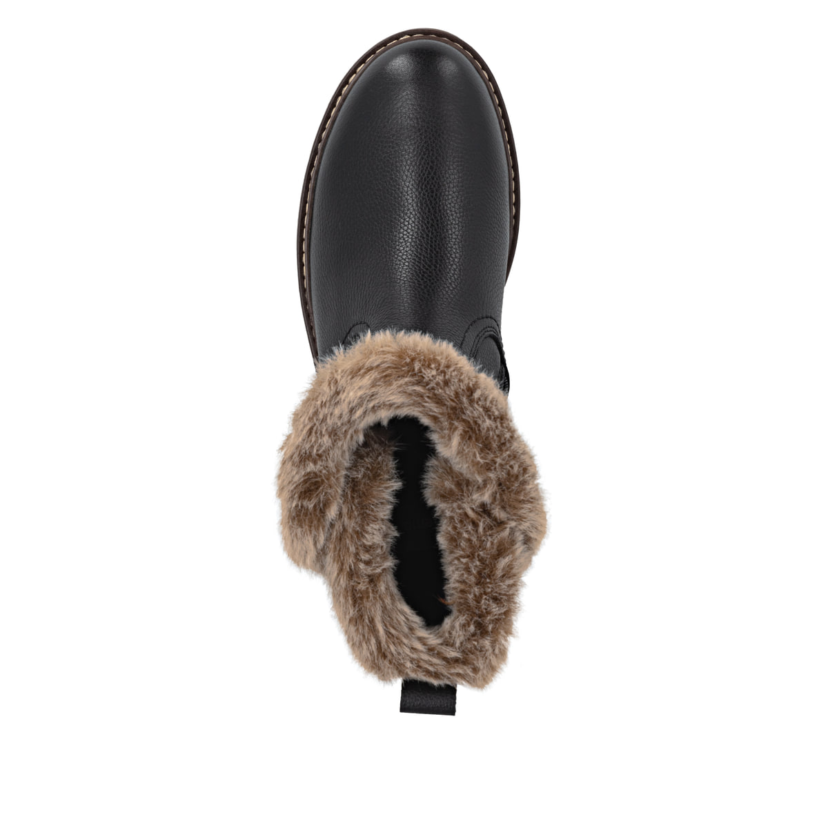 Schwarze remonte Damen Kurzstiefel D0B83-03 mit wasserabweisender TEX-Membran. Schuh von oben.