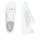 Weiße remonte Damen Schnürschuhe D1E08-80 mit einem Reißverschluss. Schuh von oben, liegend.