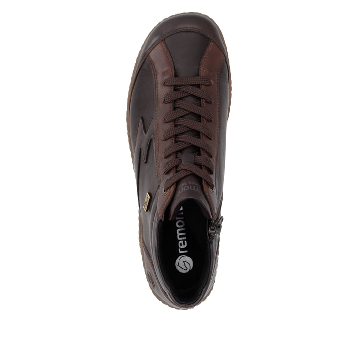 Braun-bronzene remonte Damen Schnürstiefel R1454-26. Schuh von oben.