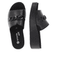 Mitternachtsschwarze remonte Damen Pantoletten D1N51-00 mit stylischer Kette. Schuh von oben, liegend.
