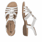 Weiße remonte Riemchensandalen R3605-80 mit Gummizug sowie einer griffigen Sohle. Schuh von oben, liegend.