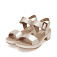 Metallische remonte Riemchensandaletten D0N52-90 mit einem Klettverschluss. Schuhpaar seitlich schräg.