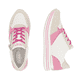 Weiße remonte Damen Sneaker Low D1323-83 mit Reißverschluss sowie Komfortweite G. Schuh von oben, liegend.