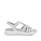 Silberne vegane remonte Riemchensandalen D1J60-90 mit einem Gummizug. Schuh Innenseite.