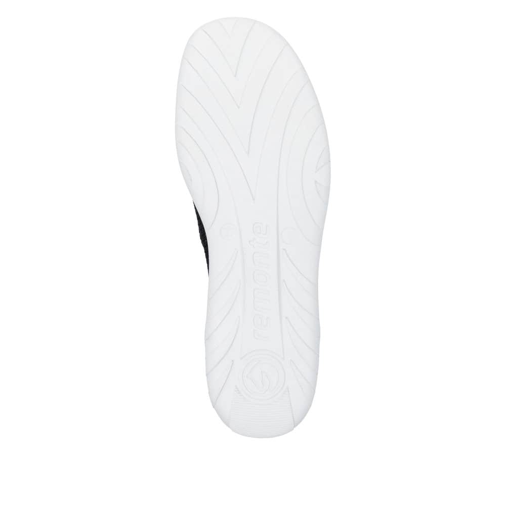 Schwarze remonte Damen Slipper R3520-03 mit einem Gummizug sowie Komfortweite G. Schuh Laufsohle.