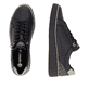 Schwarze remonte Damen Sneaker D2E00-03 mit goldenen Details. Schuh von oben, liegend.