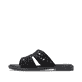 Mules remonte noires vegan pour femme D3647-00 avec bande élastique. Côté extérieur de la chaussure.
