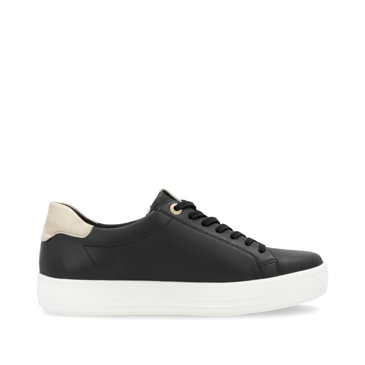 Schwarze remonte Damen Sneaker Low D0919-03 mit einem Reißverschluss. Schuh Innenseite.