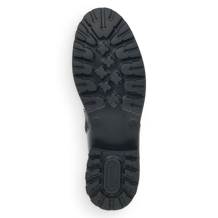 Schwarze remonte Damen Biker Boots D8671-02 mit einer besonders leichten Sohle. Schuh Laufsohle