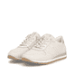 Beige remonte Damen Sneaker Low D3H00-60 mit einer Schnürung sowie Extraweite H. Schuhpaar seitlich schräg.