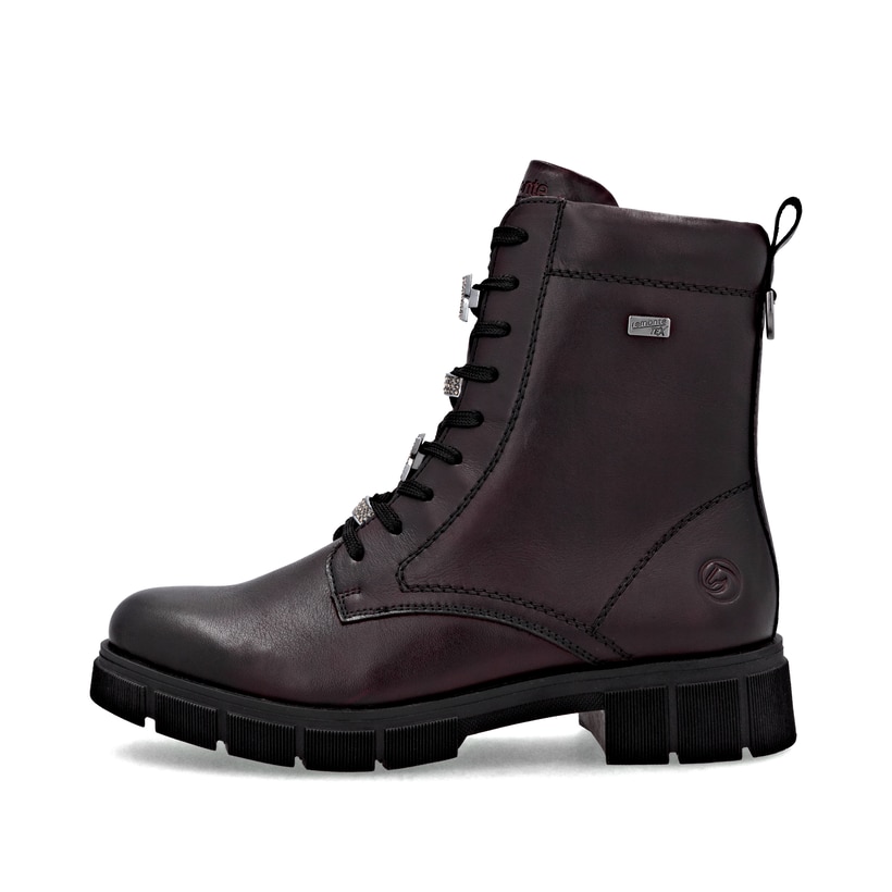 Rote remonte Damen Schnürstiefel D2S73-35 mit wasserabweisender TEX-Membran. Schuh Außenseite.