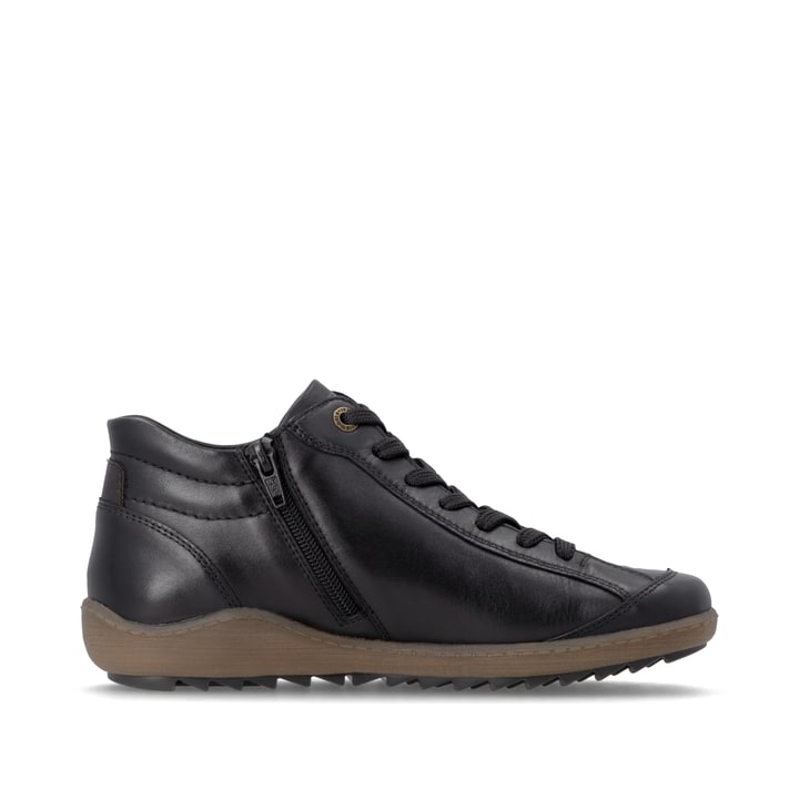 Schwarz-bronzene remonte Damen Schnürstiefel R1454-03. Schuh Innenseite.