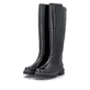 Schwarze remonte Hochschaftstiefel D4B71-00 mit wasserabweisender TEX-Membran. Schuhpaar seitlich schräg.