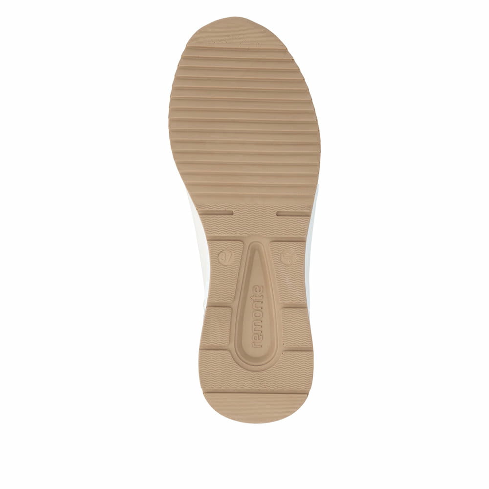 Grünweiße vegane remonte Damen Sneaker D0T01-82 mit einem Reißverschluss. Schuh Laufsohle.