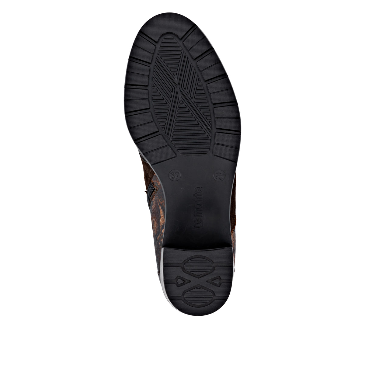Dunkelbraun-bronzene remonte Damen Stiefeletten D2A77-25. Schuh Laufsohle.
