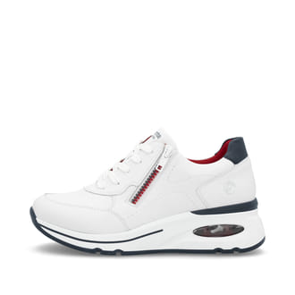 Weiße remonte Damen Sneaker Low D2H00-80 mit Reißverschluss sowie Extraweite H. Schuh Außenseite.