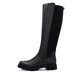 Schwarze remonte Hochschaftstiefel D2S74-00 mit einem Reißverschluss. Schuh Außenseite.