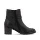 Bottines remonte noires pour femme D2A73-00 avec boucle ronde décorative. Chaussure vue de l'arrière.
