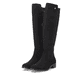 Bottes cuissardes remonte noires femmes D3U70-00 avec fermeture éclair. Chaussures inclinées sur le côté.