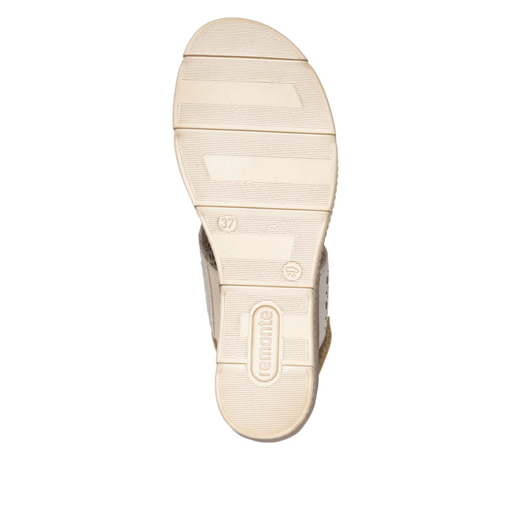 Metallische remonte Keilsandaletten D2L56-90 mit einem Klettverschluss. Schuh Laufsohle.