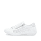 Weiße remonte Damen Schnürschuhe D1E08-80 mit einem Reißverschluss. Schuh Außenseite.