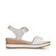 Silberne remonte Damen Keilsandaletten D6455-90 mit Klettverschluss sowie Keilabsatz. Schuh Innenseite