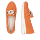 Orangene remonte Damen Loafer D1G11-38 mit einem Gummizug. Schuh von oben, liegend.