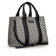 Sac à main remonte Q0767-02 noir avec motif tressé et bretelles amovibles ajustables. Côté gauche.