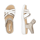 Metallische vegane remonte Riemchensandalen D2K55-90 mit einem Klettverschluss. Schuh von oben, liegend.