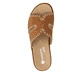 Braune remonte Damen Pantoletten D3P51-22 mit handgestickten Nähten. Schuh von oben.