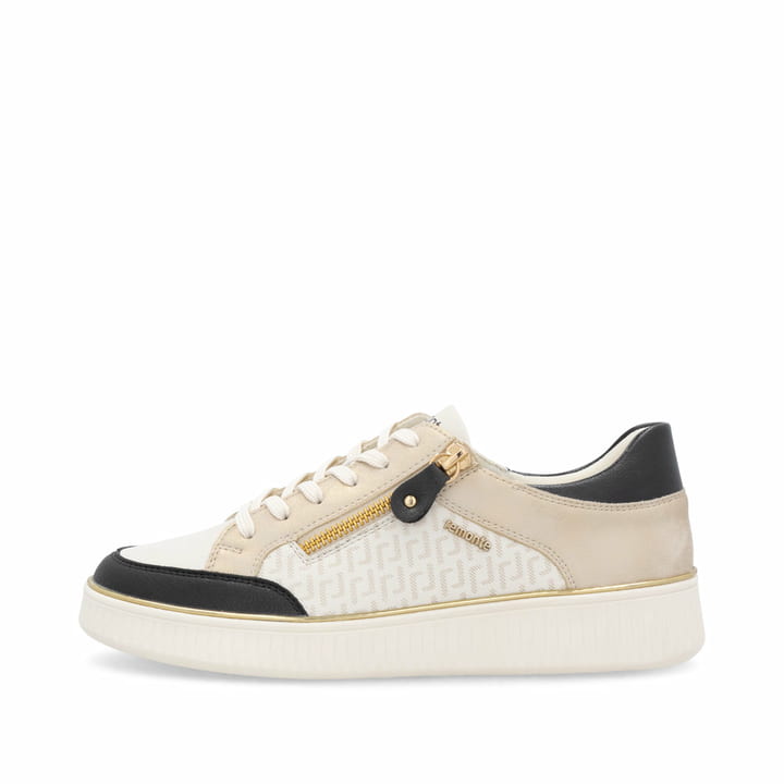 Weiße remonte Damen Sneaker D2E04-80 mit Reißverschluss sowie der Komfortweite G. Schuh Außenseite.