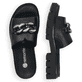 
Graphitschwarze remonte Damen Pantoletten D7952-00 mit einer dämpfenden Sohle. Schuhpaar von oben.