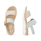 Blaue remonte Riemchensandalen R6853-12 mit einem Klettverschluss. Schuh von oben, liegend.