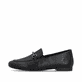 Schwarze remonte Damen Loafer D0K13-00 mit einem Gummizug. Schuh Außenseite.
