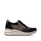 Schwarz-bronzene remonte Damen Schnürschuhe D0T23-03 mit einem Reißverschluss. Schuh Innenseite.