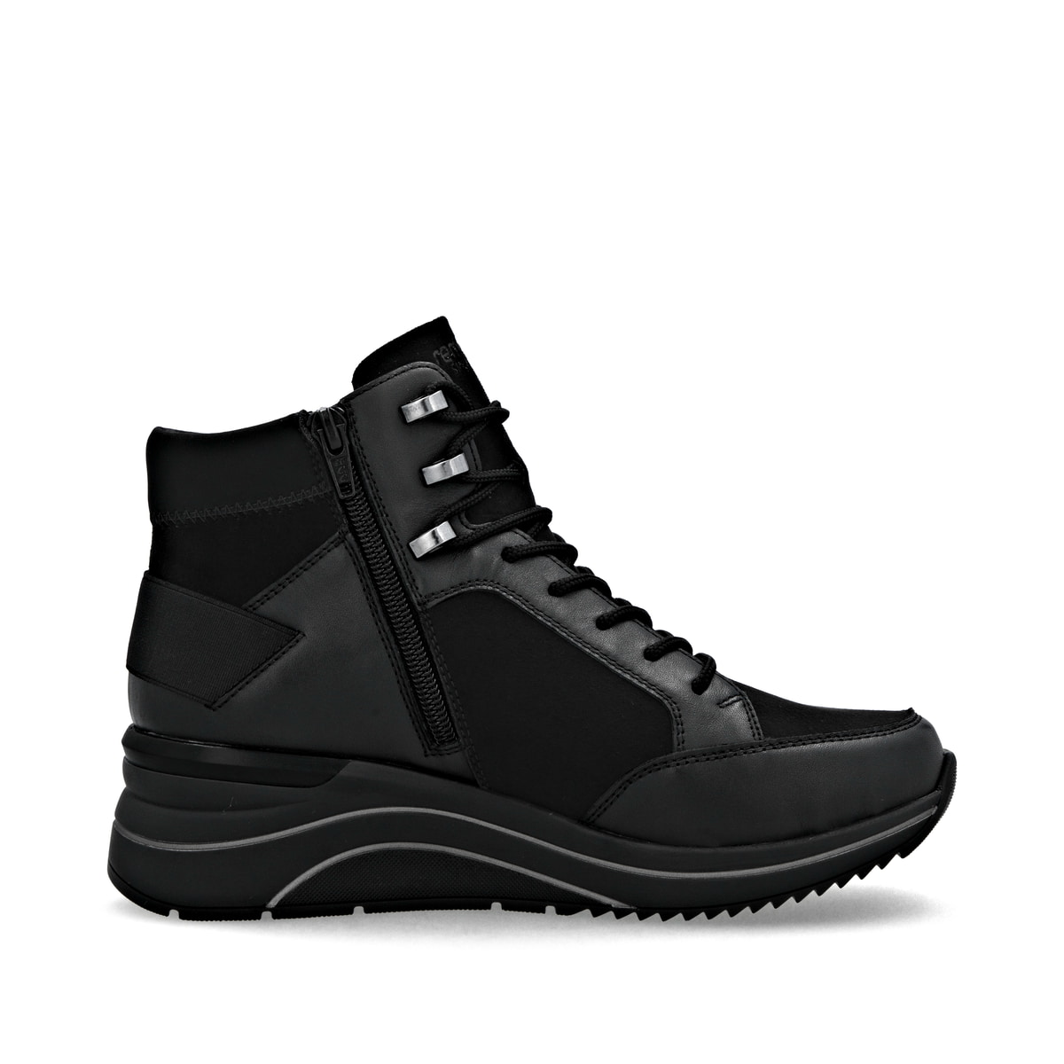 Schwarze remonte Damen Schnürstiefel D0T79-00 mit wasserabweisender TEX-Membran. Schuh Innenseite.