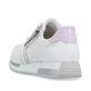 Reinweiße vegane remonte Damen Sneaker D0H12-80 mit einem Reißverschluss. Schuh von hinten.