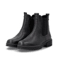 Schwarze remonte Chelsea Boots D3W73-00 mit wasserabweisender remonteTEX-Membran. Schuhpaar seitlich schräg.