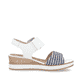 Weiße remonte Keilsandaletten D6453-80 mit einem Klettverschluss. Schuh Innenseite.