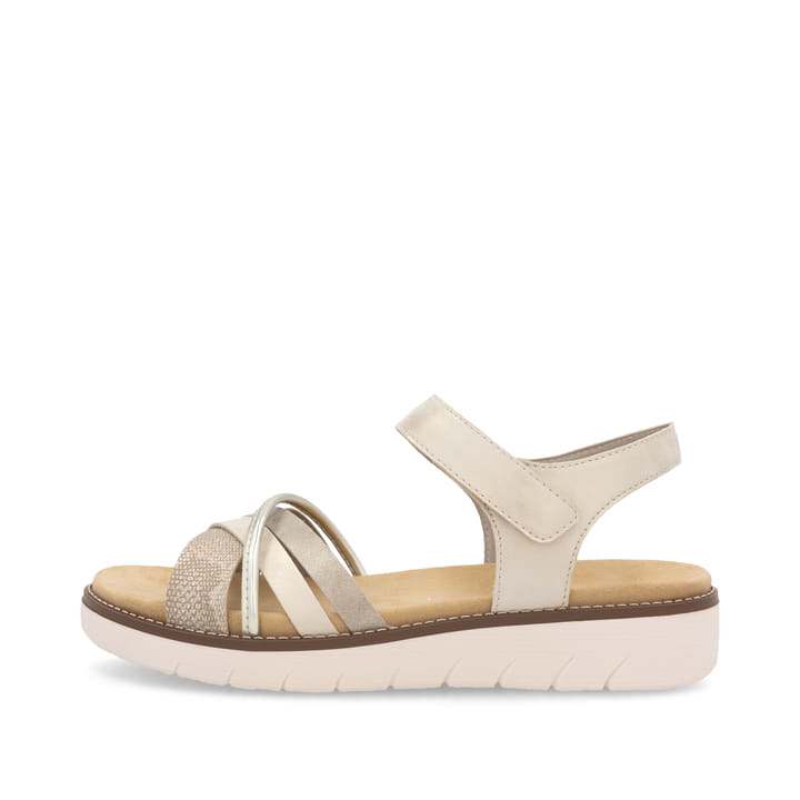 Metallische vegane remonte Riemchensandalen D2058-90 mit einem Klettverschluss. Schuh Außenseite.