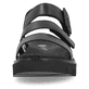 Graphitschwarze remonte Damen Riemchensandalen D7957-00 mit Klettverschluss. Schuh von vorne.